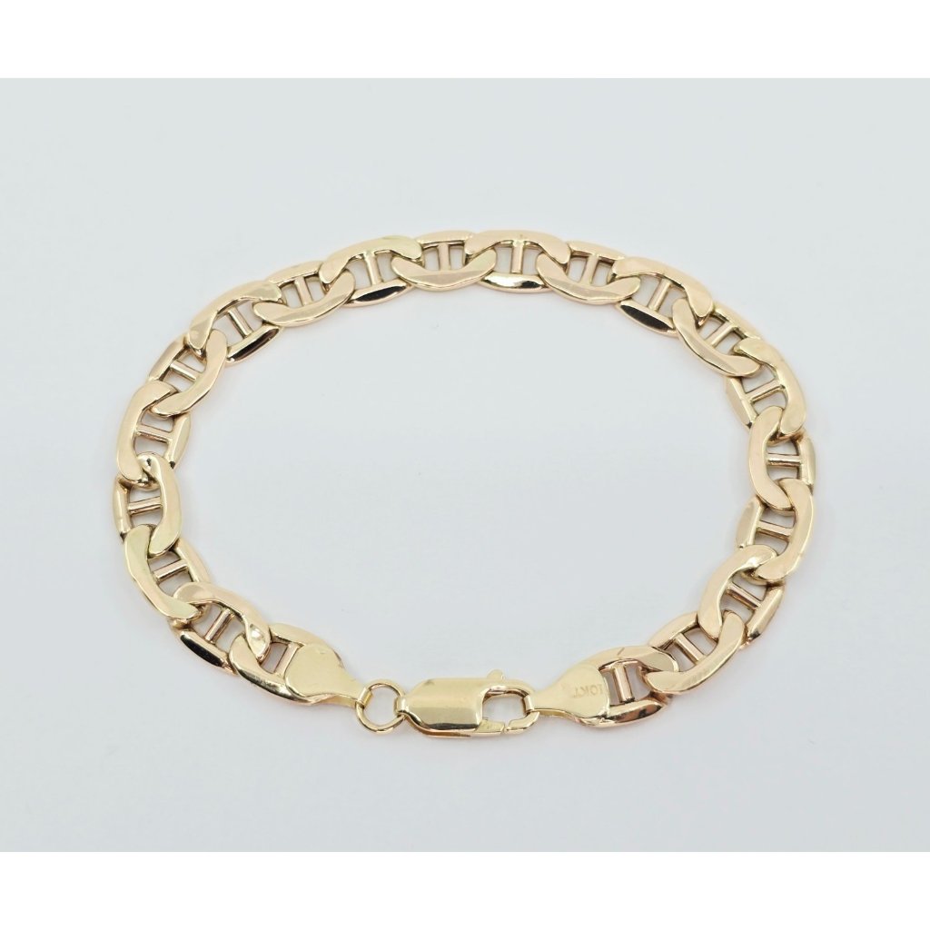 Unique 10k Karat Solid Yellow Gold Designer Mariner Link Chain Bracelet 725 L